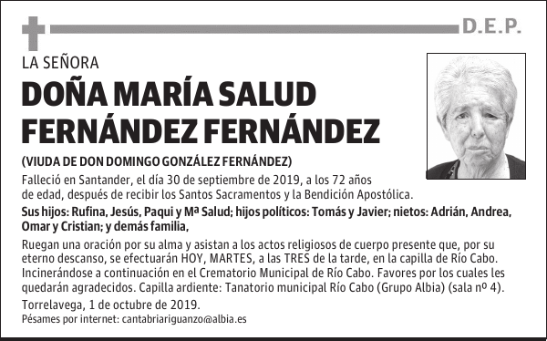 DOÑA MARÍA SALUD FERNÁNDEZ FERNÁNDEZ