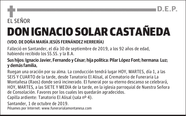 DON IGNACIO SOLAR CASTAÑEDA