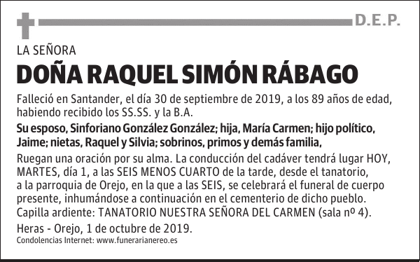 DOÑA RAQUEL SIMÓN RÁBAGO