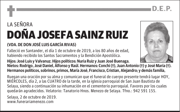 DOÑA JOSEFA SAINZ RUIZ