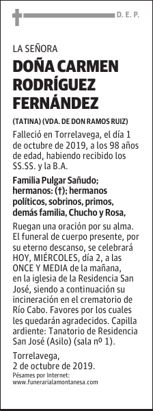DOÑA CARMEN RODRÍGUEZ FERNÁNDEZ