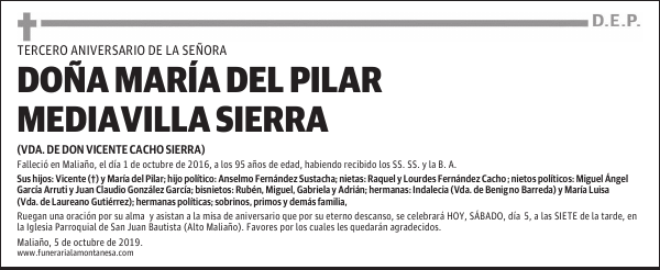 DOÑA MARÍA DEL PILAR MEDIAVILLA SIERRA