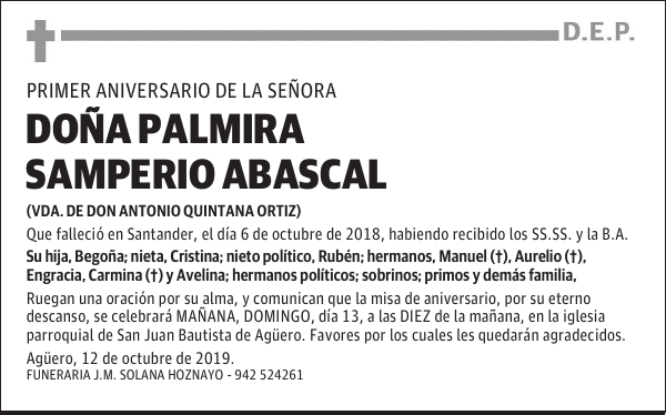 DOÑA PALMIRA SAMPERIO ABASCAL