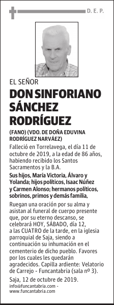 DON SINFORIANO SÁNCHEZ RODRÍGUEZ