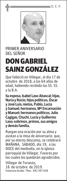 DON GABRIEL SAINZ GONZÁLEZ