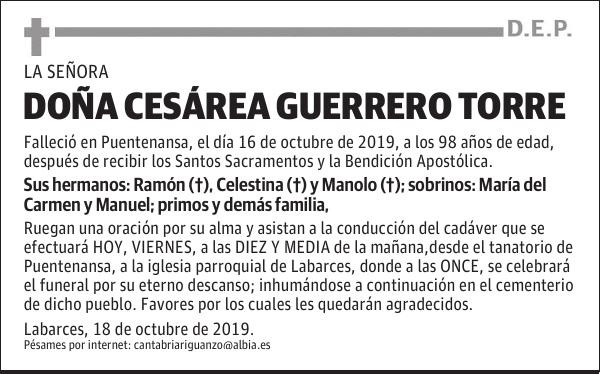 DOÑA CESÁREA GUERRERO TORRE