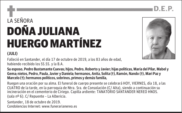 DOÑA JULIANA HUERGO MARTÍNEZ