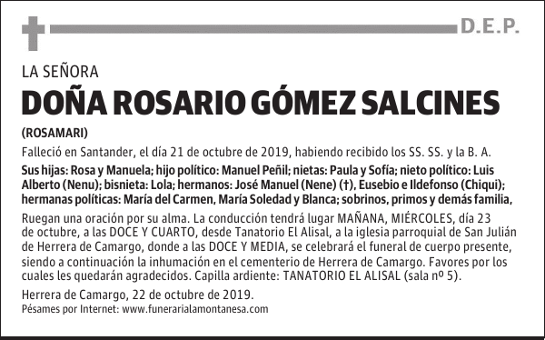 DOÑA ROSARIO GÓMEZ SALCINES