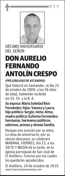 DON AURELIO FERNANDO ANTOLÍN CRESPO