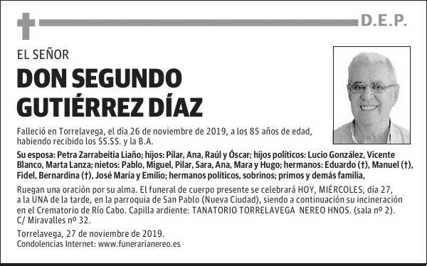 DON SEGUNDO GUTIÉRREZ DÍAZ