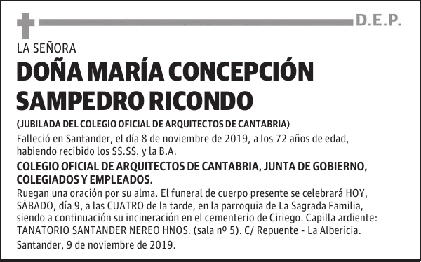 DOÑA MARÍA CONCEPCIÓN SAMPEDRO RICONDO