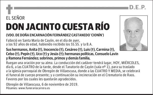 DON JACINTO CUESTA RÍO
