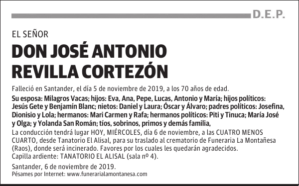 DON JOSÉ ANTONIO REVILLA CORTEZÓN