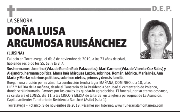 DOÑA LUISA ARGUMOSA RUISÁNCHEZ