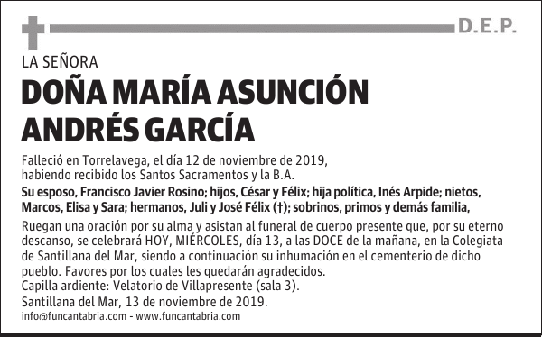 DOÑA MARÍA ASUNCIÓN ANDRÉS GARCÍA