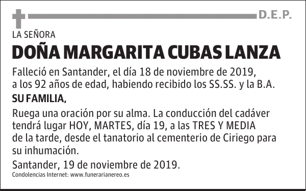 DOÑA MARGARITA CUBAS LANZA