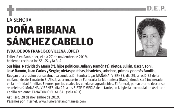 DOÑA BIBIANA SÁNCHEZ CABELLO