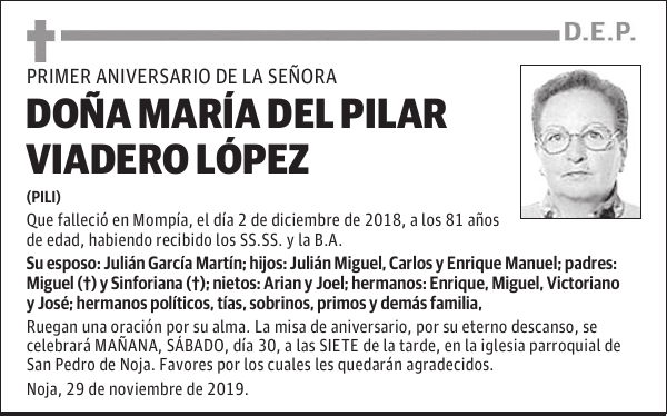 DOÑA MARÍA DEL PILAR VIADERO LÓPEZ