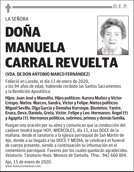 DOÑA MANUELA CARRAL REVUELTA