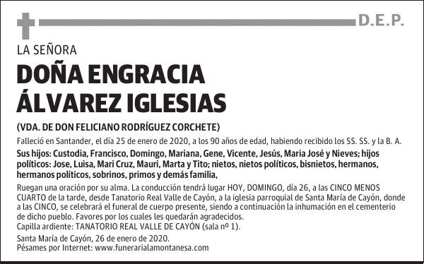 DOÑA ENGRACIA ÁLVAREZ IGLESIAS