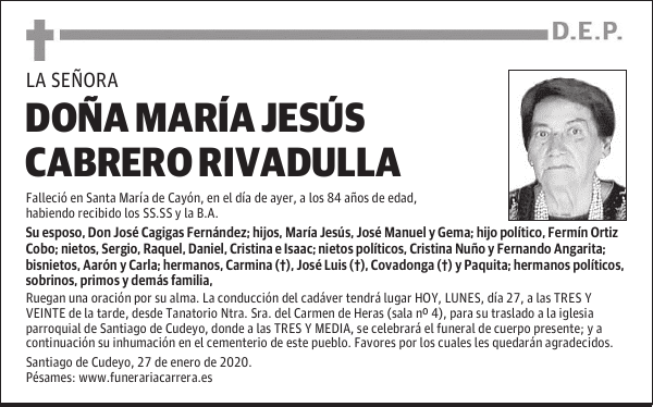 DOÑA MARÍA JESÚS CABRERO RIVADULLA