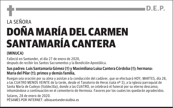 DOÑA MARÍA DEL CARMEN SANTAMARÍA CANTERA