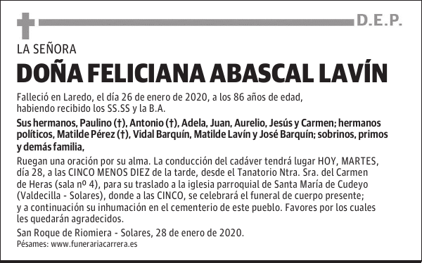 DOÑA FELICIANA ABASCAL LAVÍN