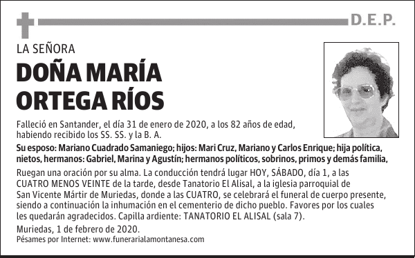 DOÑA MARÍA ORTEGA RÍOS
