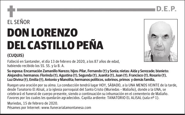 DON LORENZO DEL CASTILLO PEÑA