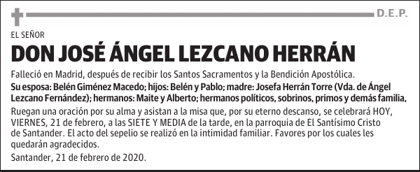 DON JOSÉ ÁNGEL LEZCANO HERRÁN