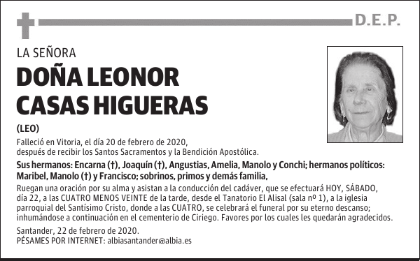 DOÑA LEONOR CASAS HIGUERAS