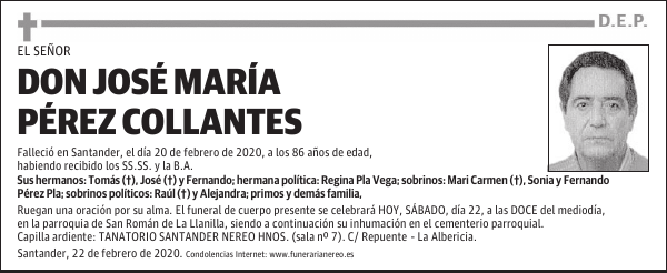 DON JOSÉ MARÍA PÉREZ COLLANTES