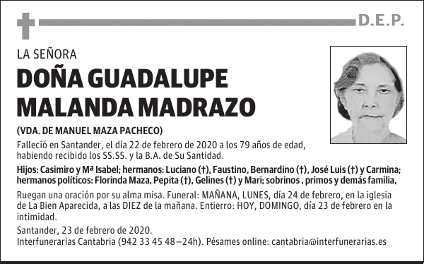 DOÑA GUADALUPE MALANDA MADRAZO