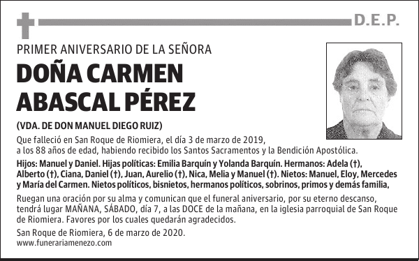 DOÑA CARMEN ABASCAL PÉREZ