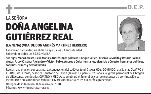 DOÑA ANGELINA GUTIÉRREZ REAL