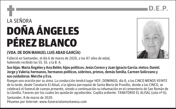 DOÑA ÁNGELES PÉREZ BLANCO