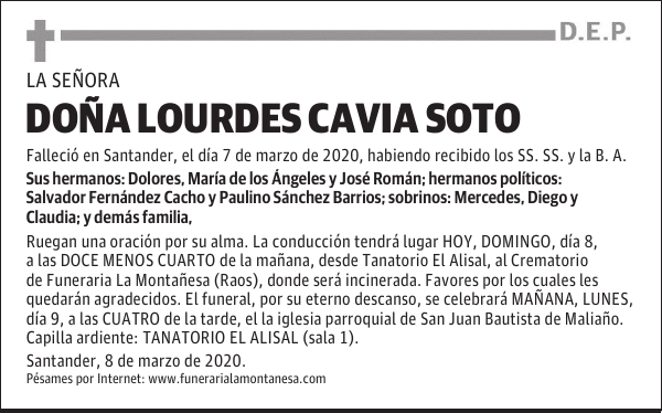 DOÑA LOURDES CAVIA SOTO