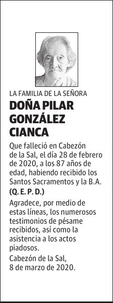 DOÑA PILAR GONZÁLEZ CIANCA