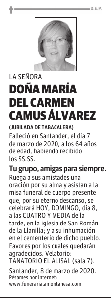 DOÑA MARÍA DEL CARMEN CAMUS ÁLVAREZ