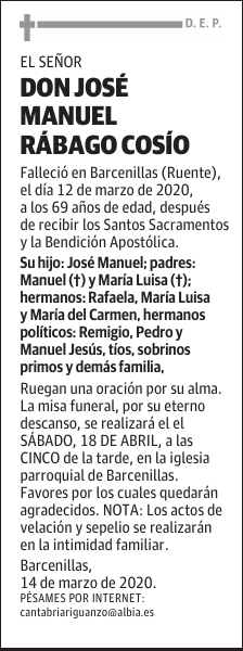 DON JOSÉ MANUEL RÁBAGO COSÍO