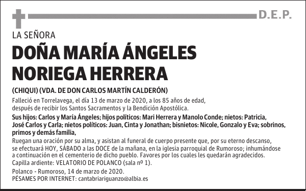 DOÑA MARÍA ÁNGELES NORIEGA HERRERA