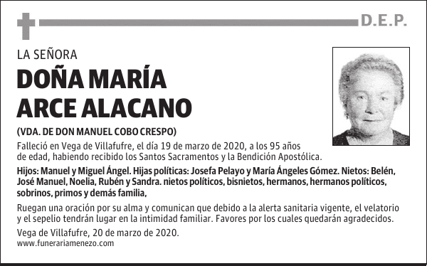 DOÑA MARÍA ARCE ALACANO