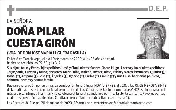 DOÑA PILAR CUESTA GIRÓN
