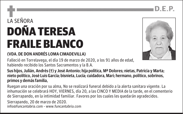 DOÑA TERESA FRAILE BLANCO