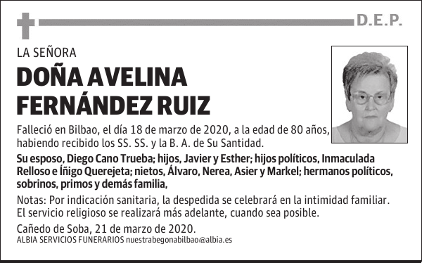 DOÑA AVELINA FERNÁNDEZ RUIZ