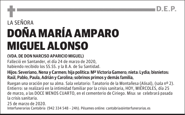 DOÑA MARÍA AMPARO MIGUEL ALONSO
