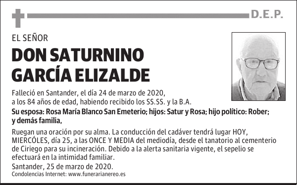 DON SATURNINO GARCÍA ELIZALDE