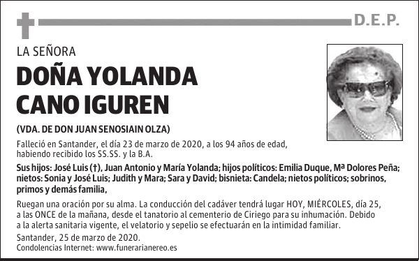 DOÑA YOLANDA CANO IGUREN