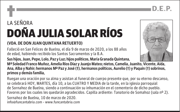 DOÑA JULIA SOLAR RÍOS