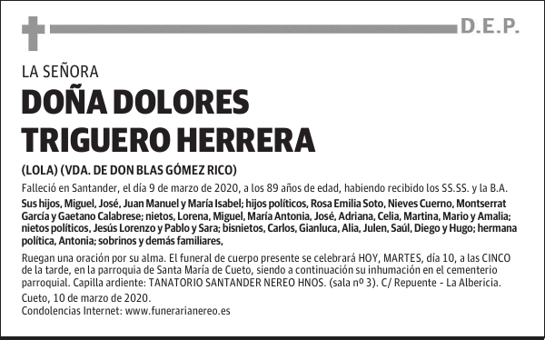 DOÑA DOLORES TRIGUERO HERRERA